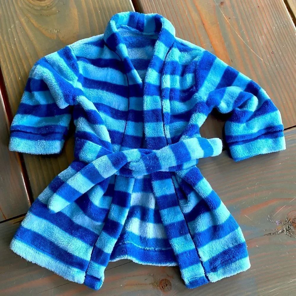 White & Blue Stripped Boys Robe